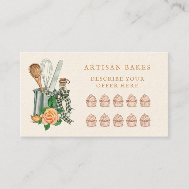 Baking Utensils Bakery Baker Loyalty Card (Front)