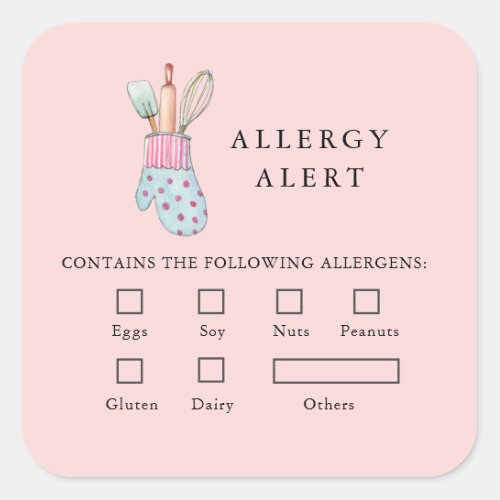 Baking utensils Bakery Food Safety Allergy Alert  Square Sticker