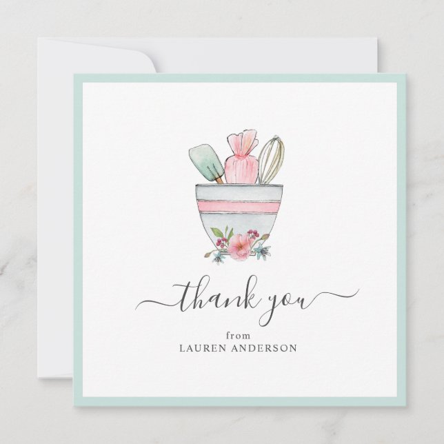 Baking utensils Bridal Shower Square Thank you  Card (Front)