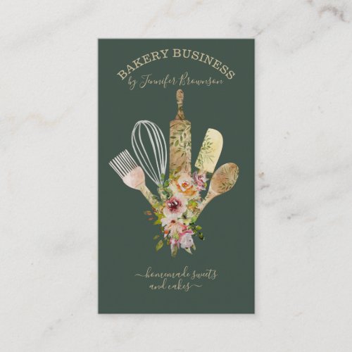Baking utensils Catering Cook Chef vertical sage Business Card