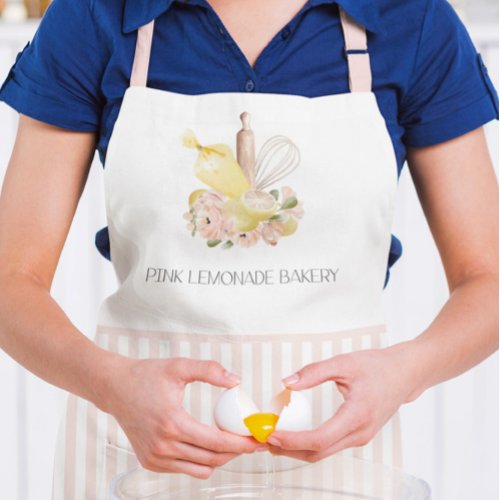 Baking Utensils Floral Logo Pastry Chef Apron