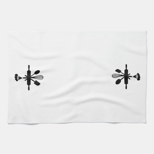 Baking Utensils Silhouette Icon Kitchen Towels (Horizontal)