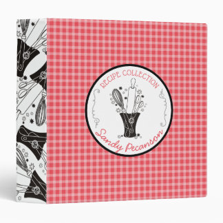 Baking utensils vase personalized cookbook recipe 3 ring binder