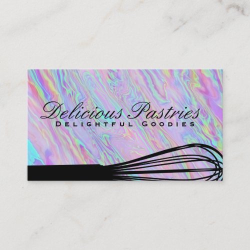 Baking Whisk  Iridescent Holographic Business Card