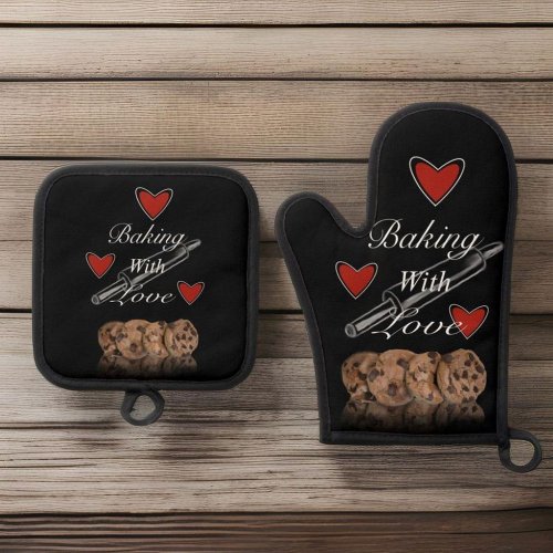 Baking With Love Oven Mitt  Pot Holder Set