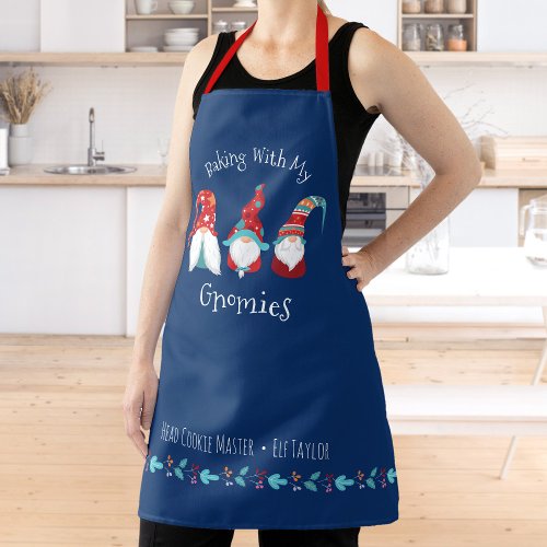 Baking with my Gnomies Funny Modern Holiday Nordic Apron