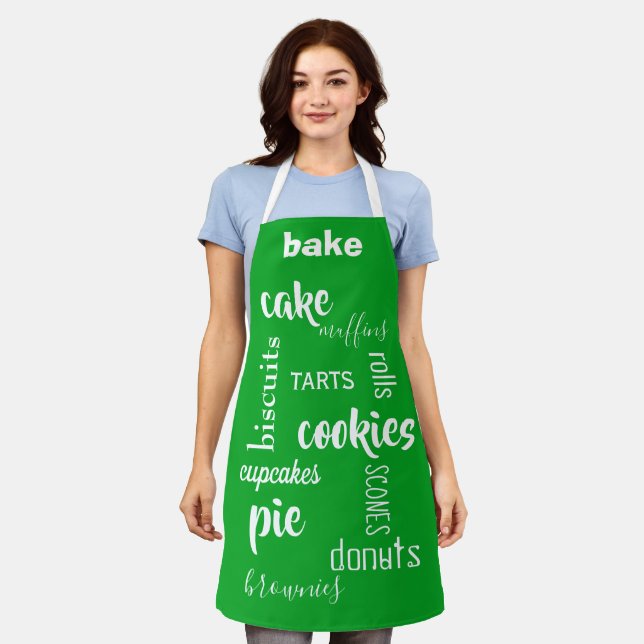 Baking Words Green Kitchen Apron (Worn)