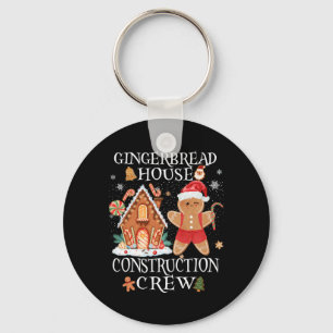 Baking Xmas Gingerbread House Construction Crew De Keychain