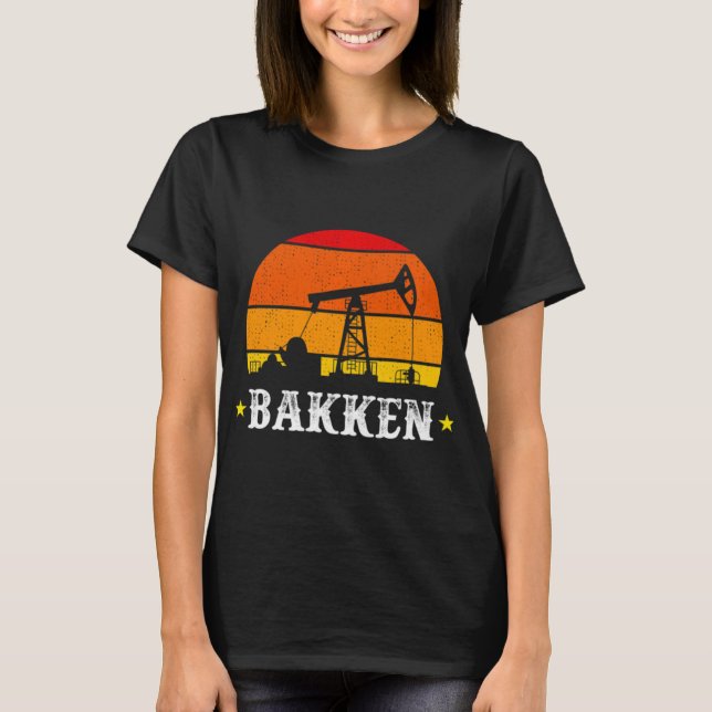 bakken oilfield drilling rig grunge trash Premium T-Shirt (Front)