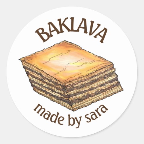 Baklava Dessert Pastry Greek Food Bakery Made By Classic Round Sticker