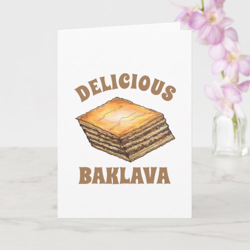 Baklava Sweet Filo Honey Dessert Pastry Greek Food Card