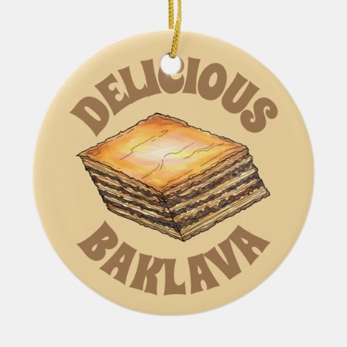 Baklava Sweet Filo Honey Dessert Pastry Greek Food Ceramic Ornament