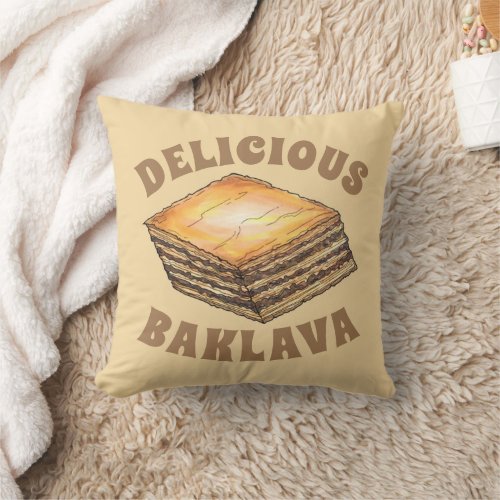 Baklava Sweet Filo Honey Dessert Pastry Greek Food Throw Pillow
