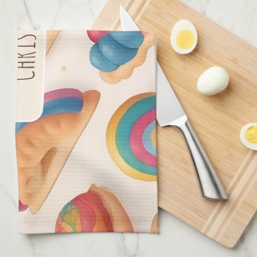 Baklava Watercolor Colorful Personalized Pattern Kitchen Towel