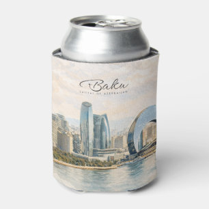 Baku Azerbaijan Capital Watercolor Travel Gift Can Cooler