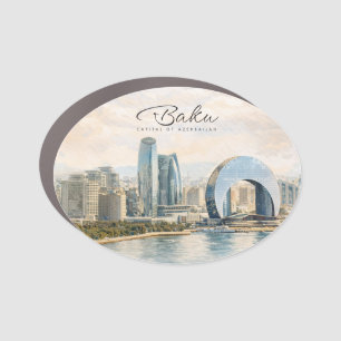 Baku Azerbaijan Capital Watercolor Travel Gift Car Magnet