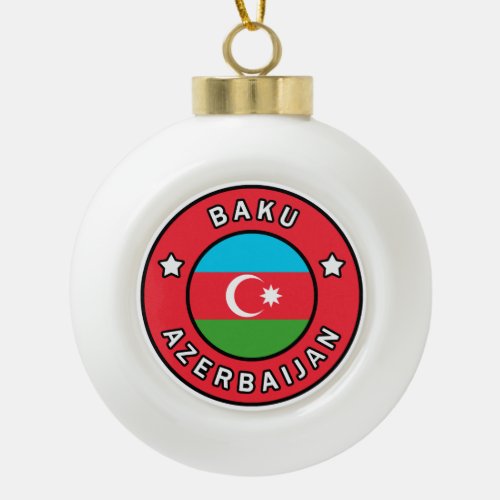 Baku Azerbaijan Ceramic Ball Christmas Ornament
