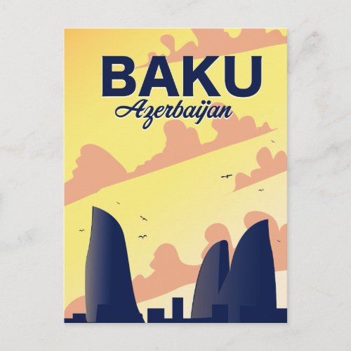 Baku Azerbaijan Flame Towers Vacation poster Postcard