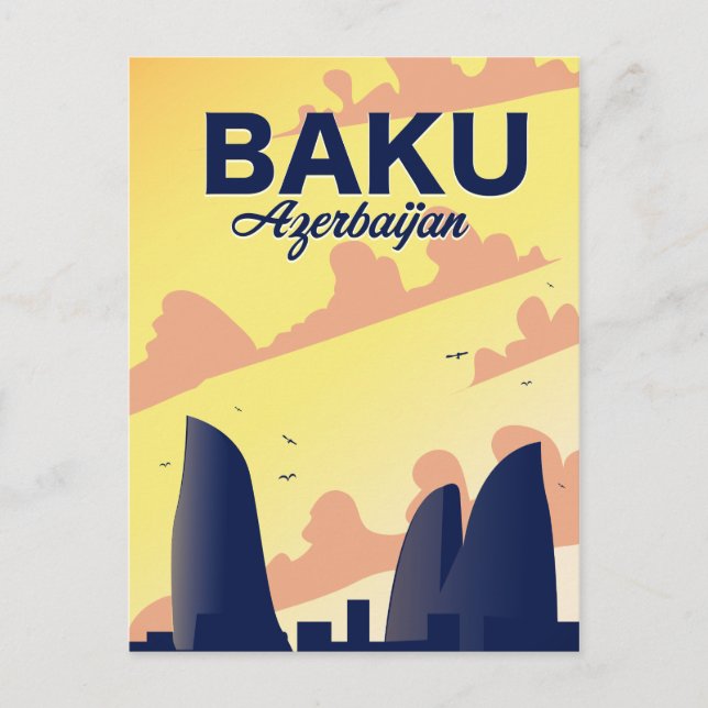 Baku Azerbaijan Flame Towers Vacation poster Postcard (Front)