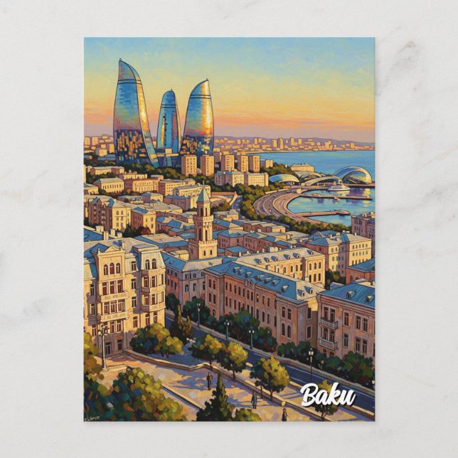 Baku Azerbaijan Travel  Postcard (Front)