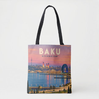 Baku Azerbaijan Vintage Travel Art Tote Bag