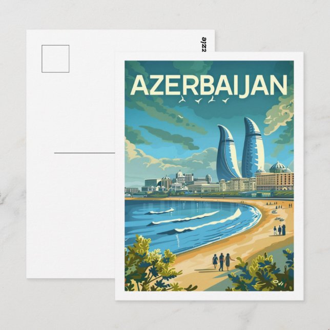 Baku Azrbaijan Vintage Famous Travel Place Postcard (Front/Back)