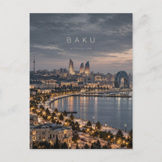 Baku Cinematic Monochrome City Art Postcard