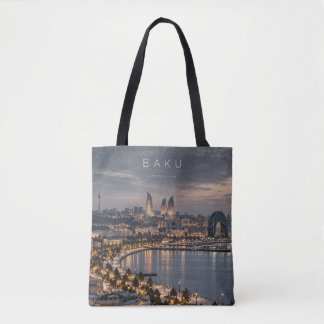 Baku Cinematic Monochrome City Art Tote Bag