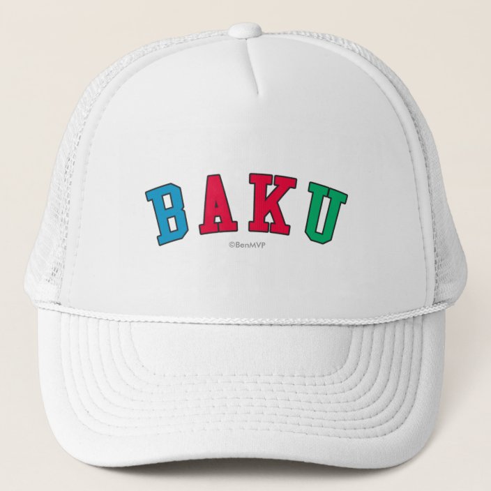 Baku in Azerbaijan National Flag Colors Mesh Hat
