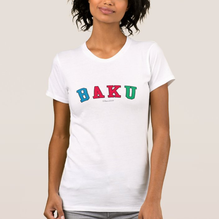 Baku in Azerbaijan National Flag Colors T Shirt