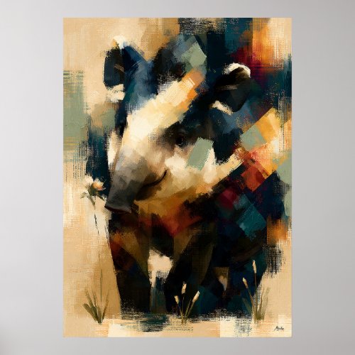 Baku Little Dreamer Cute Baby Tapir Kawaii Animal Poster