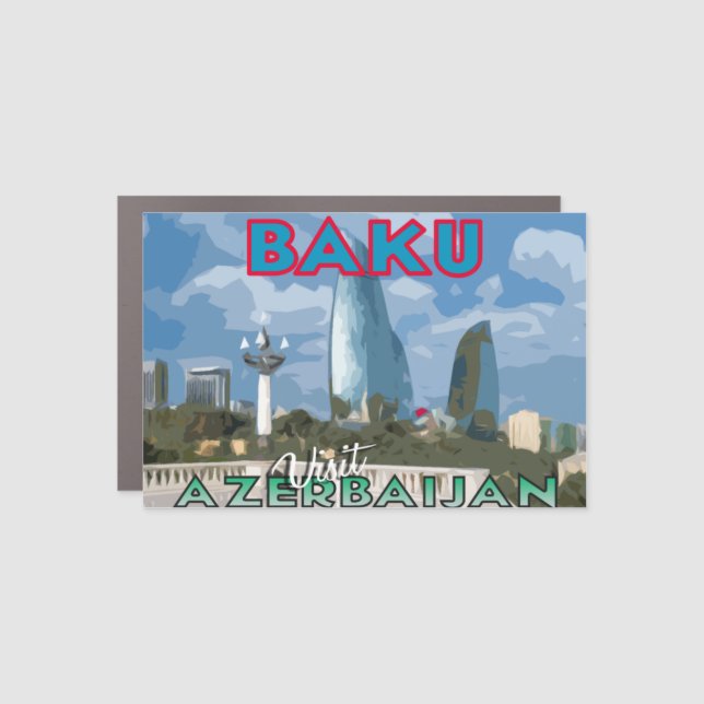 Baku, Visit Azerbaijan Car Magnet (Front)