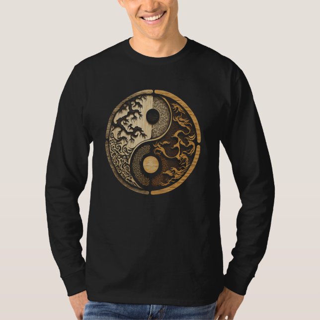 Balance and Harmony Yin Yang Symbol Nature T-Shirt (Front)