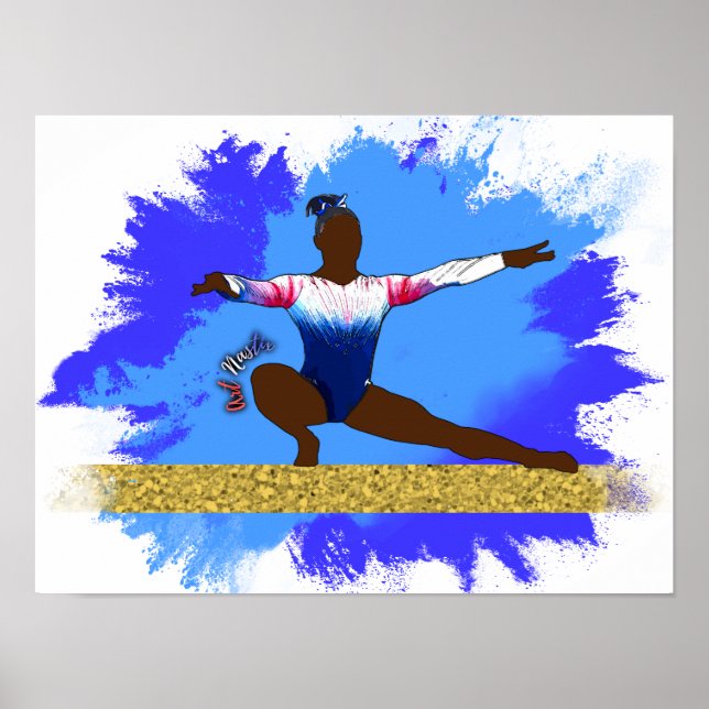 Balance Beam Gymnast Silhouette Poster (Front)