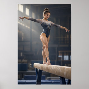 Balance Beam Gymnastics Art Female Gymnast Wall Ar Poster