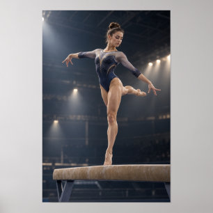Balance Beam Gymnastics Female Gymnast Elegant Wal Poster