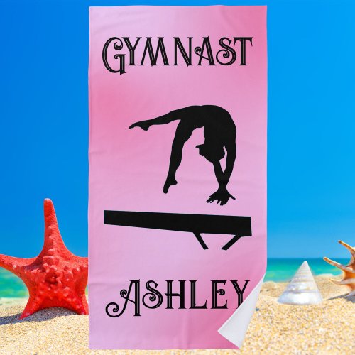 Balance Beam Pink Blush Gymnast  Beach Towel