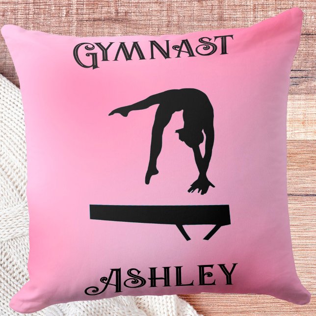 Balance Beam Pink Blush Gymnast   Throw Pillow (Creator Uploaded)