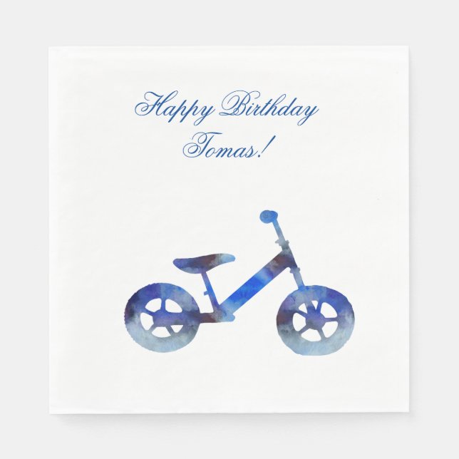 Balance Bike Watercolor Art Napkins (Front)
