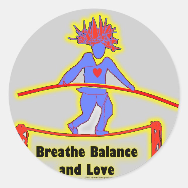 Balance Breath & Love Classic Round Sticker (Front)