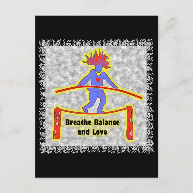 Balance Breath & Love On Gray Postcard (Front)