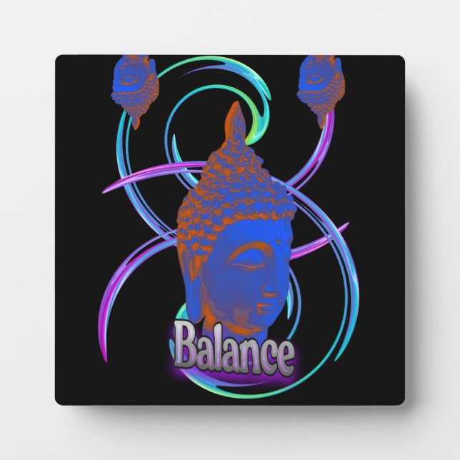 Balance Buddha Swirl Tabletop Plaque with Easel (Front)