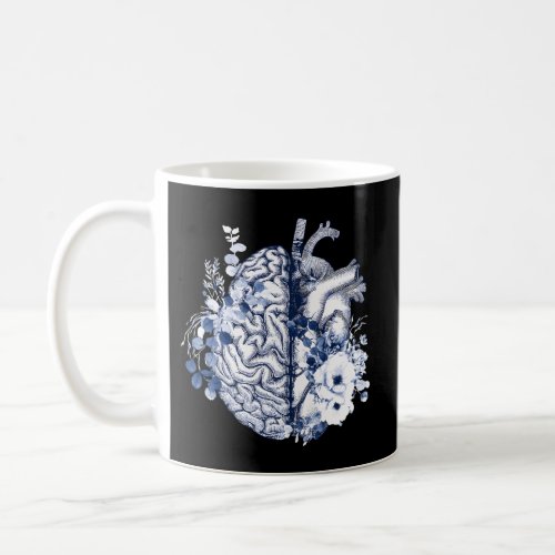 Balance Head And Heart Anatomy Blue Flowers Coffee Mug