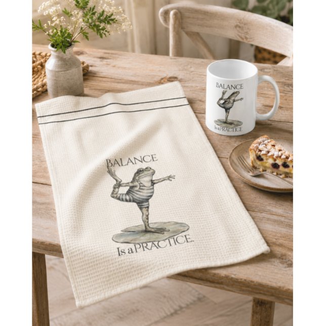 Balance Is a Practice Whimsical Frog Kitchen Towel (Creator Uploaded)