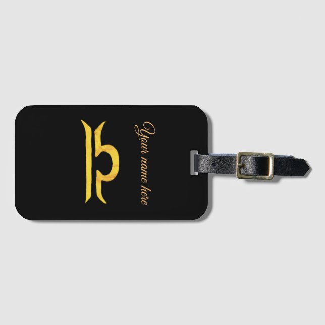 Balance, Libra  Golden Zodiac Sign Luggage Tag (Front Horizontal)