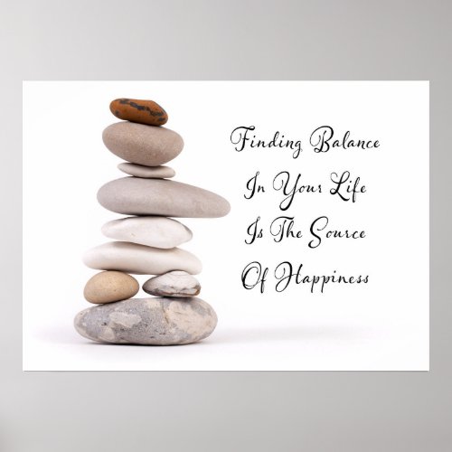 Balance of life zen stones slogan poster