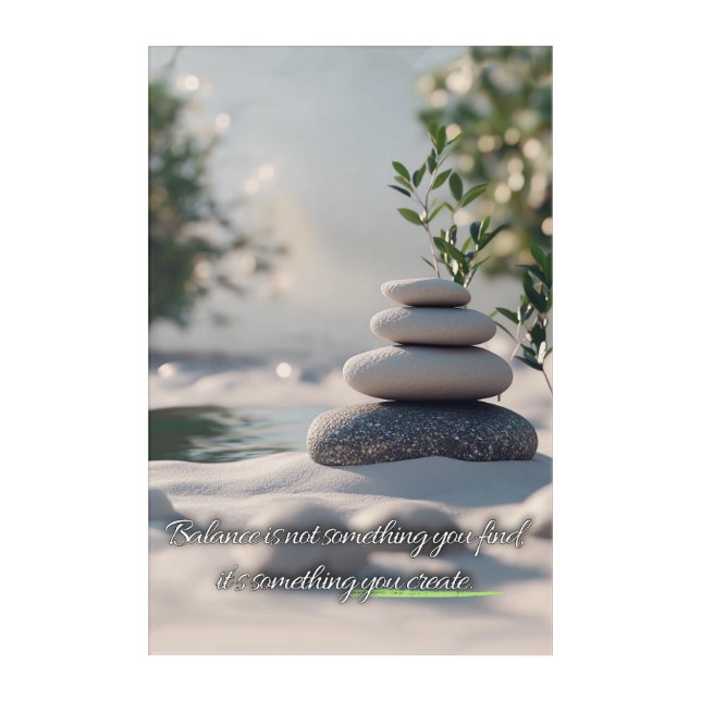 Balance Quote Zen Stone Art  Inspirational Wellnes (Front)