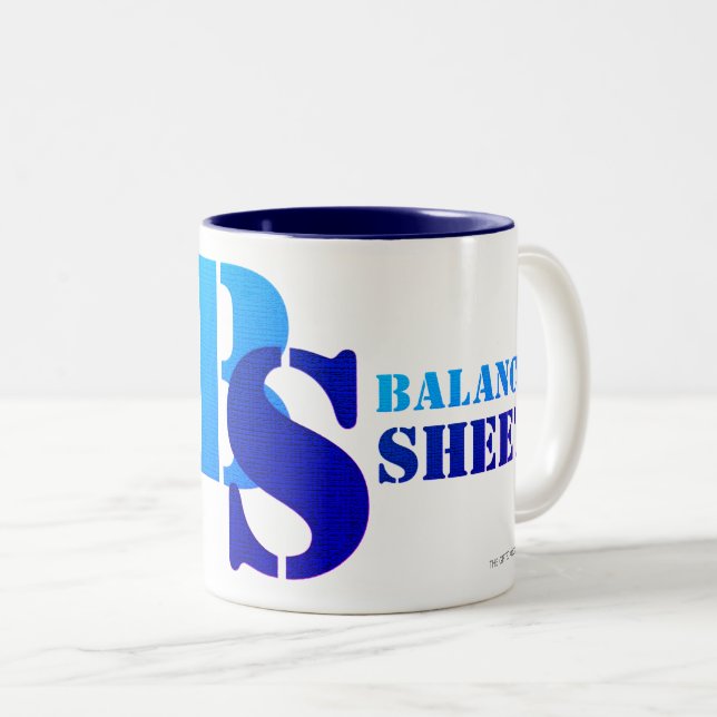 "BALANCE SHEET" Two-Tone COFFEE MUG (Front Right)