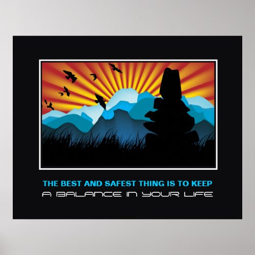 Balance stone pile in mountains motivational print