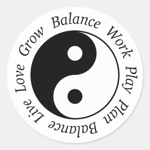 Balance Yin Yang Symbol Classic Round Sticker